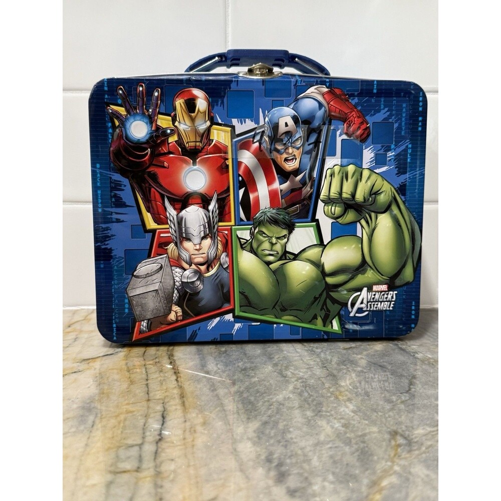 Avengers Assemble Marvel Metal Small Collectible Tin Lunch box Iron‎ Man Thor